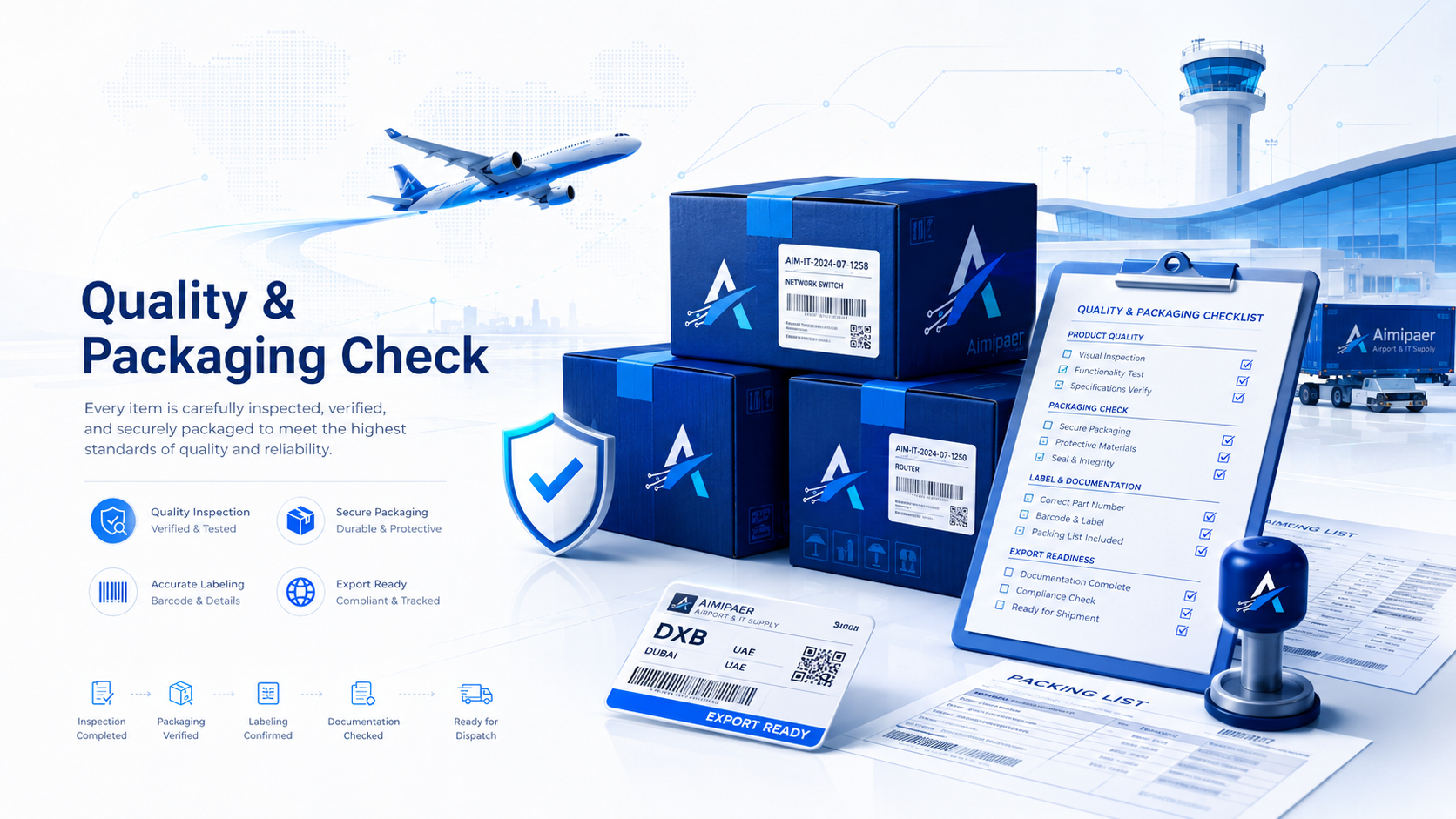Quality and packaging check support visual