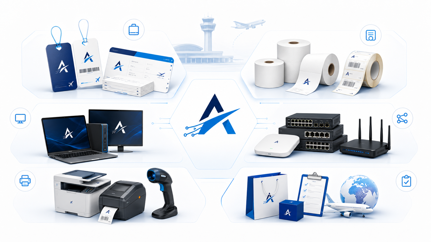 Aimipaer supply categories for airport consumables, IT hardware, electronics, and custom procurement